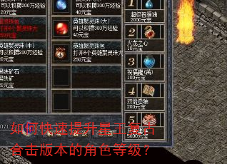 如何快速提升星王复古合击版本的角色等级? 如何快速提升星王复古合击版本的角色等级?